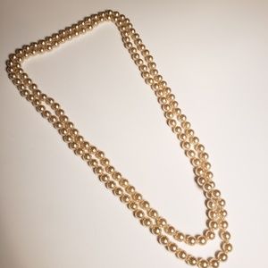Long layering pearl necklace